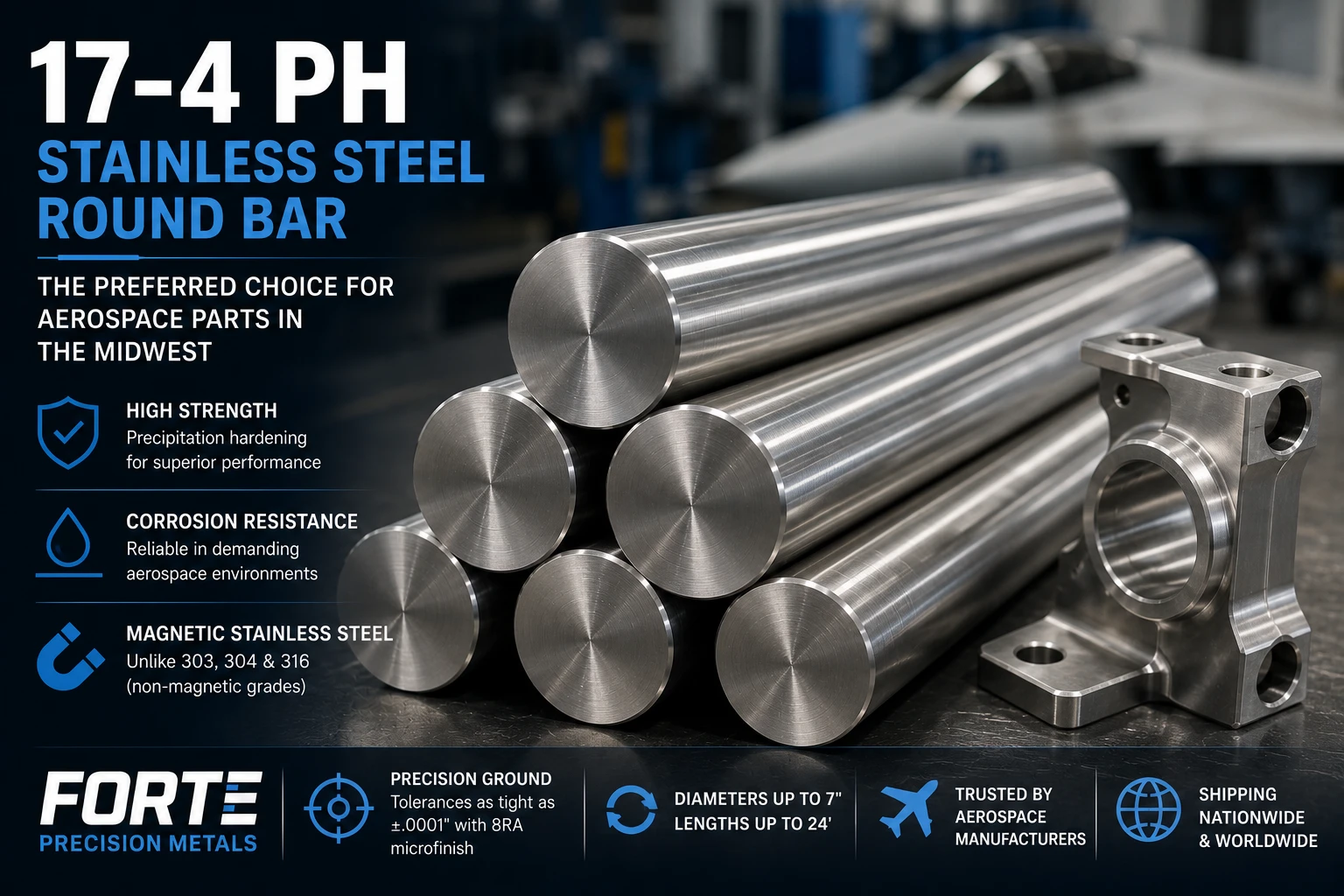 17-4 PH stainless steel round bar for aerospace applications