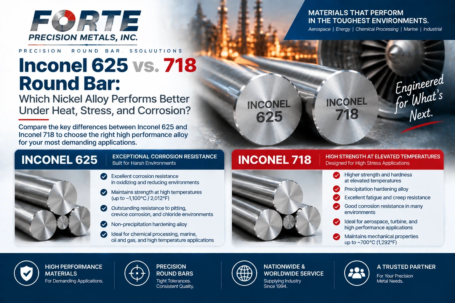 Inconel 625 vs. Inconel 718 Round Bar