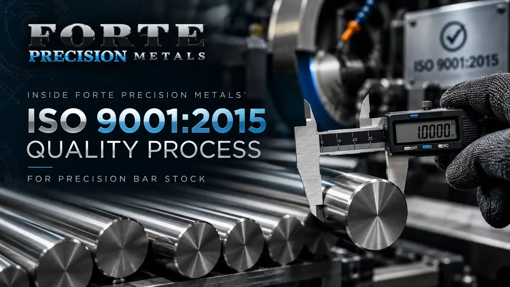 Centerless grinding of a precision steel round bar at Forte Precision Metals